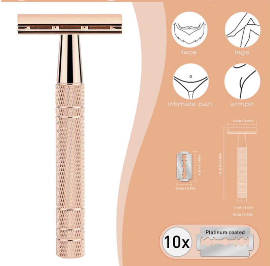 Maquinilla de Afeitar de Seguridad para Mujer – Doble Filo & Reutilizable ®