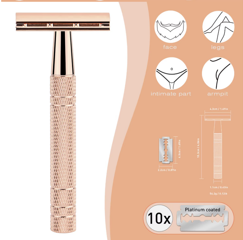 Maquinilla de Afeitar de Seguridad para Mujer – Doble Filo & Reutilizable ®